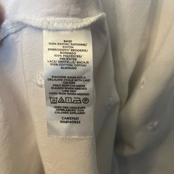 Loft Womens White Peasant Crew Neck Long Sleeve Tunic Blouse Top Size 18 - Picture 7 of 7